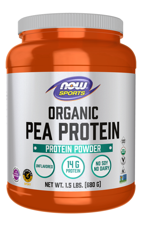 NOW Sports Organic Pea Protein, Unflavored 1.5lb