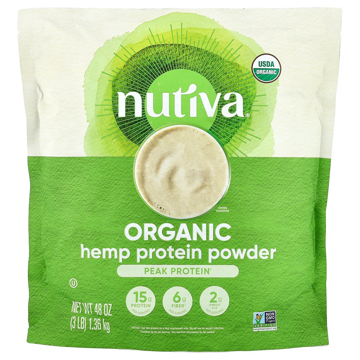 Nutiva Organic Hemp Protein Peak Protein, 3lb